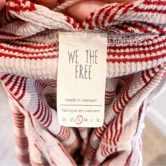 We the Free (Free People) Red Cream Striped Fitted Lace Up Open Back Shirt - Picture 6 of 6